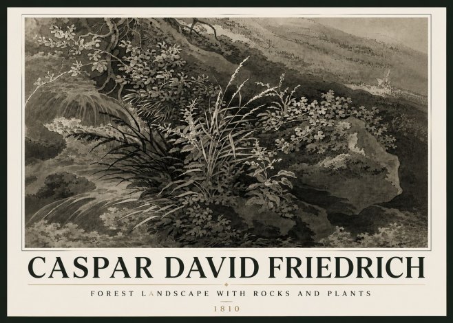 Caspar David Friedrich Forest Landscape with Rocks and Plants No6 - Poszter