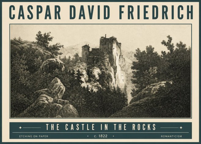 Caspar David Friedrich The Castle in the Rocks No4 - Poszter