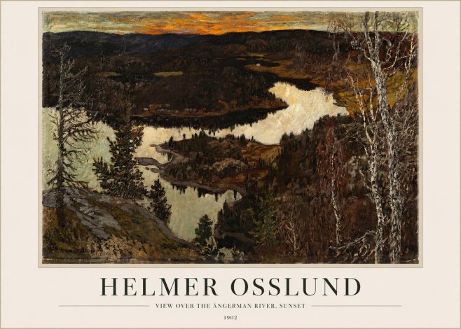 Helmer Osslund View over the Angerman River, Sunset No1 - Poszter