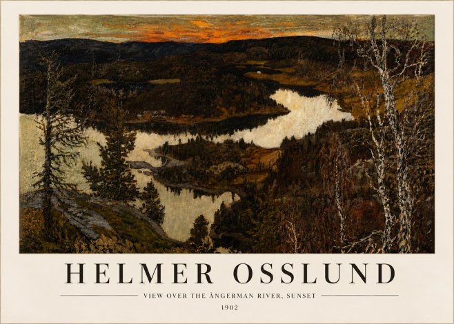 Helmer Osslund View over the Angerman River, Sunset No6 - Poszter