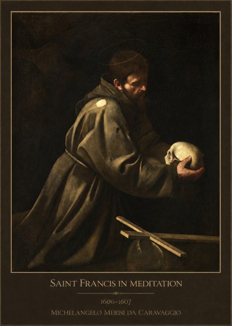 Michelangelo Merisi da Caravaggio Saint Francis in Meditation I No1 - Poszter