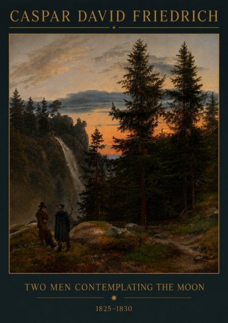 Caspar David Friedrich Two Men Contemplating the Moon I No6 - Poszter