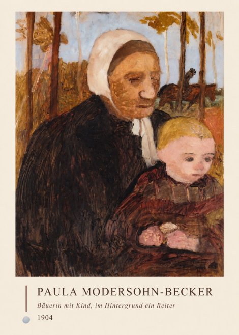 Paula Modersohn-Becker Bäuerin Mit Kind, Im Hintergrund Ein Reiter No4 - Poszter