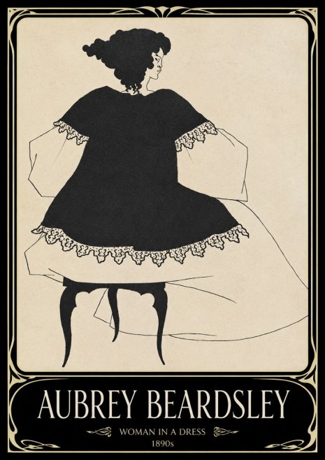 Aubrey Beardsley Woman in a Dress No1 - Poszter