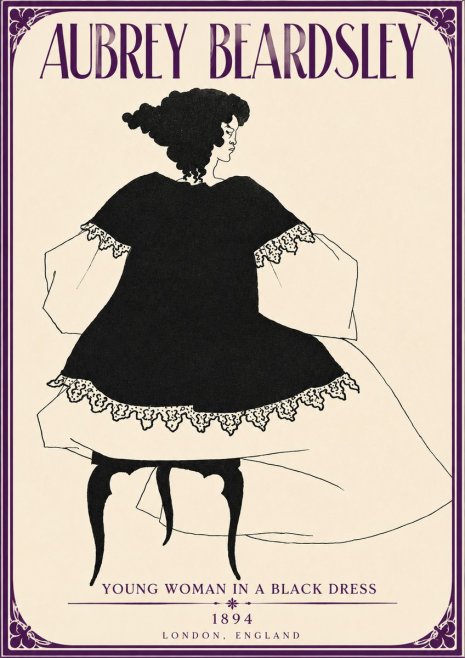 Aubrey Beardsley Woman in a Dress No5 - Poszter