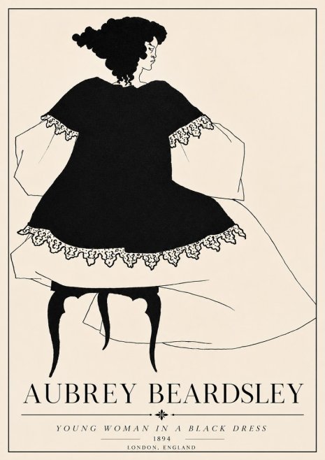 Aubrey Beardsley Woman in a Dress No6 - Poszter