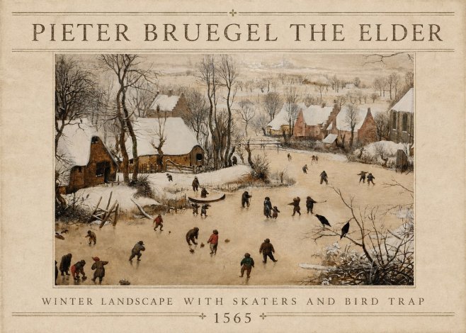 Pieter Bruegel Winter Landscape with Skaters and Bird Trap No4 - Poszter