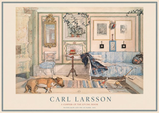 Carl Larsson Interior with Sleeping Dog No4 - Poszter