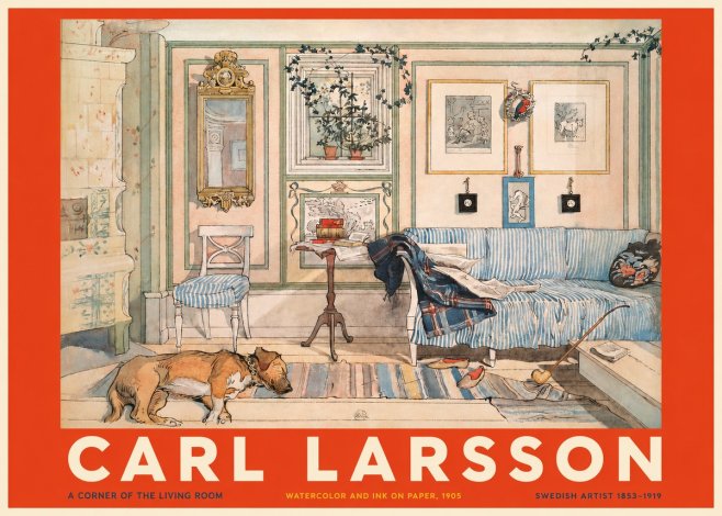 Carl Larsson Interior with Sleeping Dog No5 - Poszter