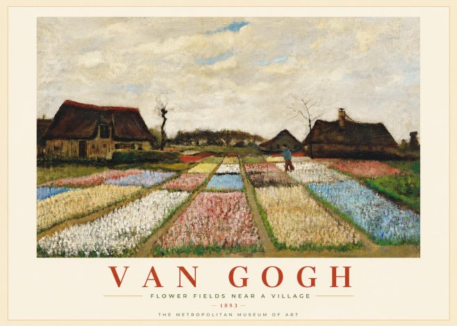 Van Gogh Flower Fields Near a Village No5 - Poszter