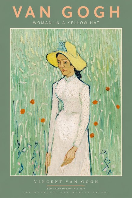 Van Gogh Woman in a Yellow Hat No2 - Poszter