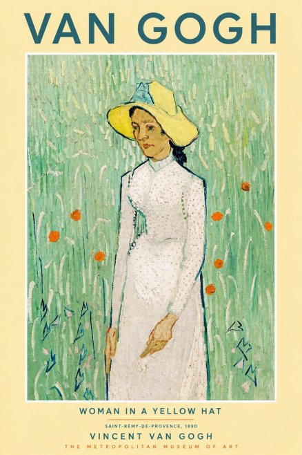 Van Gogh Woman in a Yellow Hat No5 - Poszter