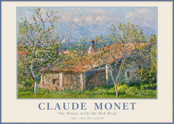 Monet The House with the Red Roof No3 - Poszter