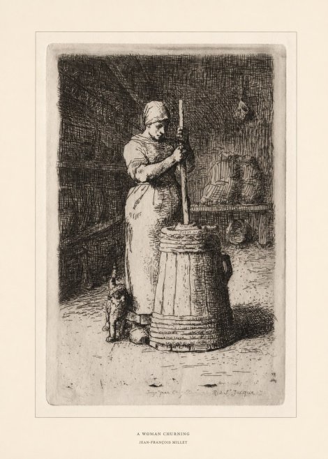 Jean-François Millet A Woman Churning No6 - Poszter