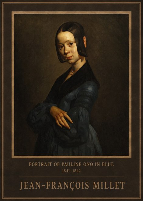 Jean-François Millet Portrait of Pauline Ono in Blue No1 - Poszter