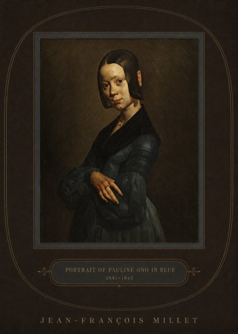 Jean-François Millet Portrait of Pauline Ono in Blue No4 - Poszter