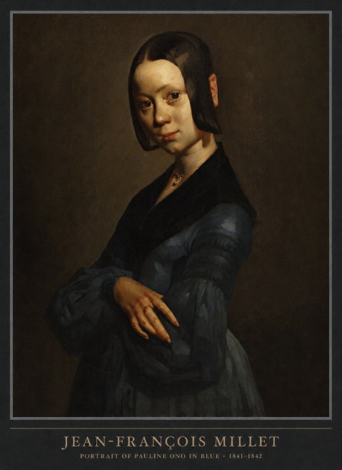Jean-François Millet Portrait of Pauline Ono in Blue No6 - Poszter