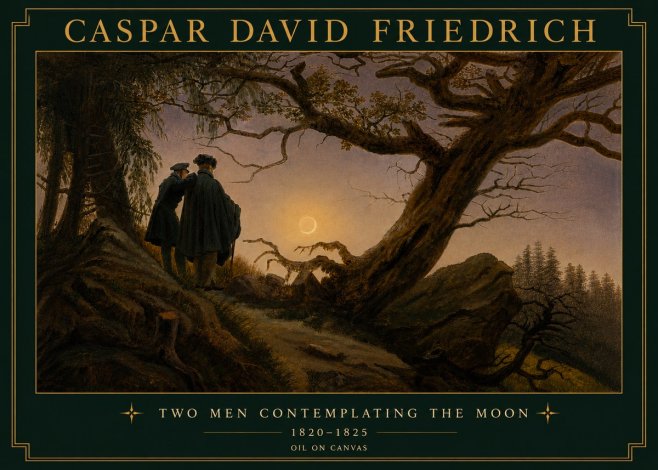 Caspar David Friedrich Two Men Contemplating the Moon II No5 - Poszter