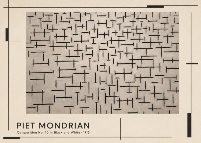 Piet Mondrian Composition No. 10 in Black and White No1 - Poszter