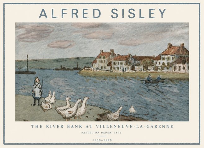 Sisley The River Bank at Villeneuve-la-garenne No5 - Poszter