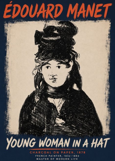 Édouard Manet Young Woman in a Hat III No4 - Poszter