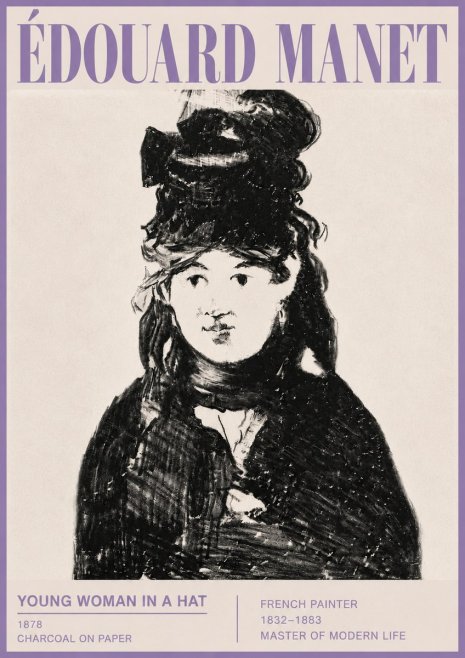 Édouard Manet Young Woman in a Hat III No5 - Poszter