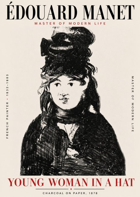 Édouard Manet Young Woman in a Hat III No6 - Poszter