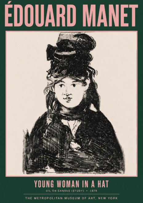 Édouard Manet Young Woman in a Hat IV No3 - Poszter