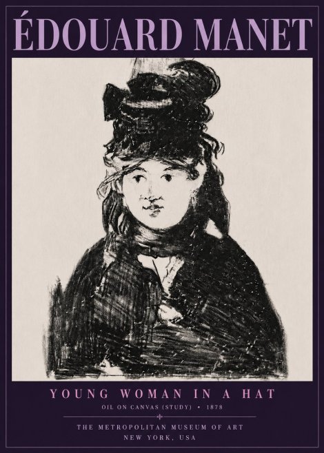 Édouard Manet Young Woman in a Hat IV No6 - Poszter