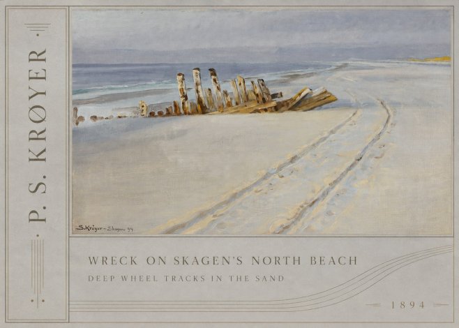 P.S. Krøyer Wreck on Skagen's North Beach. Deep Wheel Tracks in the Sand No2 - Poszter