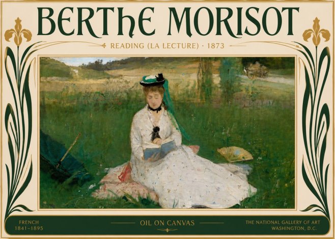 Berthe Morisot Reading (La Lecture) No5 - Poszter