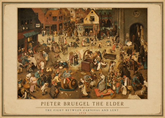 Pieter Bruegel The Fight Between Carnival and Lent III No1 - Poszter