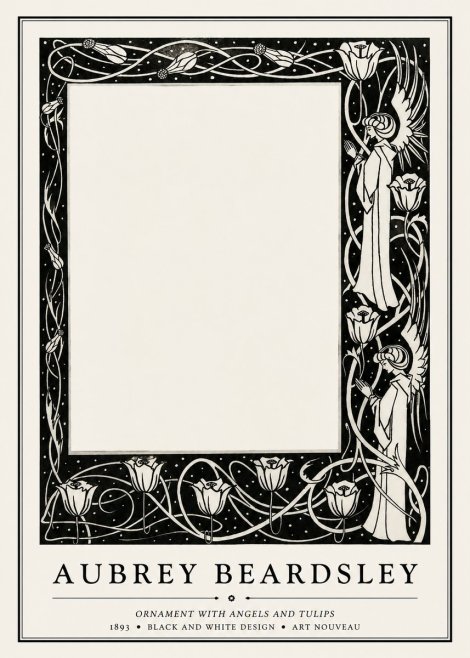 Aubrey Beardsley Ornament with Angels and Tulips No1 - Poszter