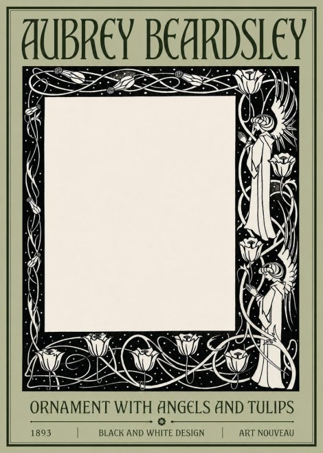 Aubrey Beardsley Ornament with Angels and Tulips No4 - Poszter