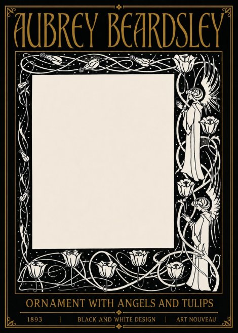 Aubrey Beardsley Ornament with Angels and Tulips No5 - Poszter