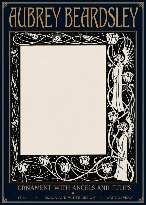 Aubrey Beardsley Ornament with Angels and Tulips No6 - Poszter
