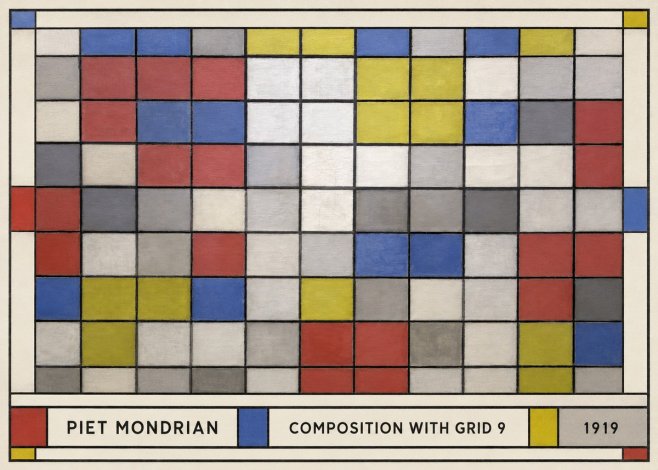 Piet Mondrian Composition with Grid 9 No1 - Poszter