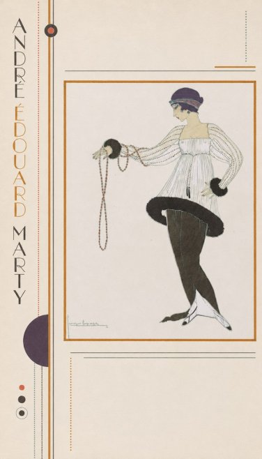 André Édouard Marty Elegant Woman with Pearl Necklace No2 - Poszter