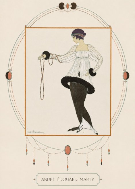 André Édouard Marty Elegant Woman with Pearl Necklace No3 - Poszter