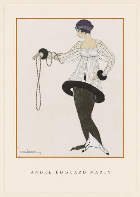 André Édouard Marty Elegant Woman with Pearl Necklace No4 - Poszter