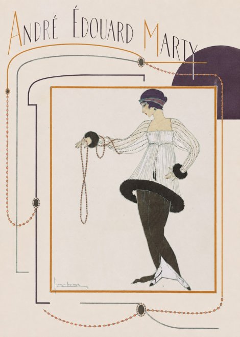 André Édouard Marty Elegant Woman with Pearl Necklace No6 - Poszter