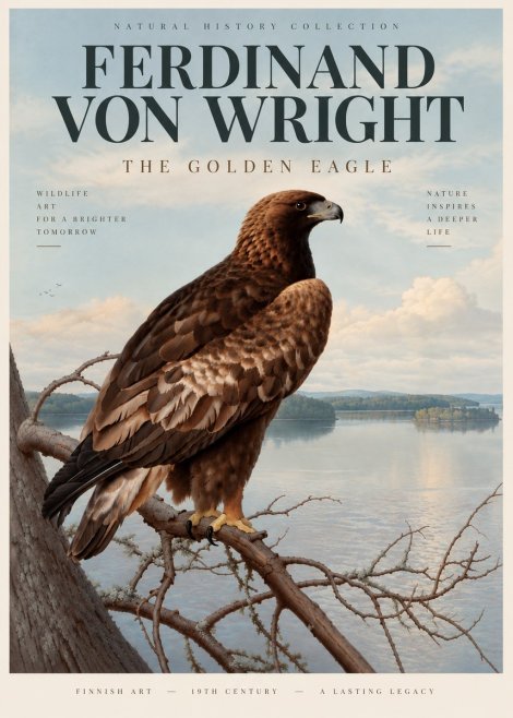 Ferdinand von Wright Eagle Perched by the Lake No6 - Poszter