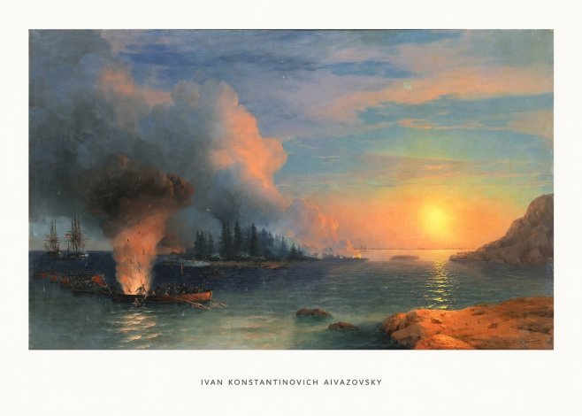 Ivan Konstantinovich Aivazovsky Battle of Chesma No5 - Poszter