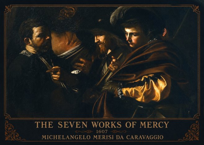 Michelangelo Merisi da Caravaggio The Seven Works of Mercy VI No1 - Poszter