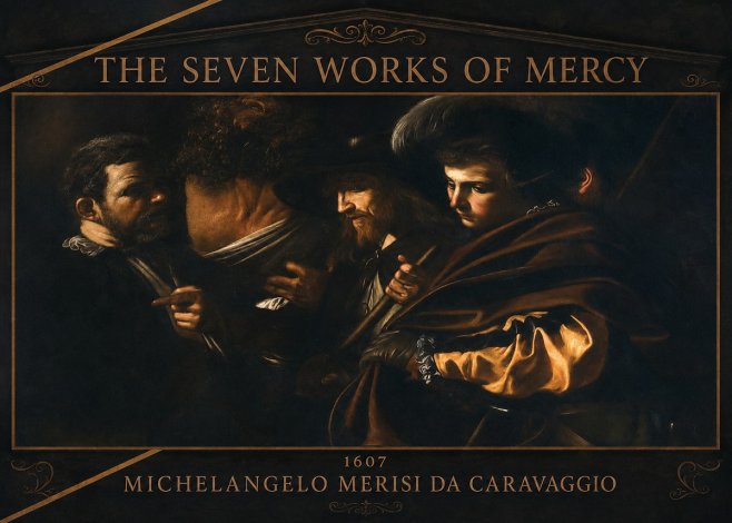 Michelangelo Merisi da Caravaggio The Seven Works of Mercy VI No3 - Poszter