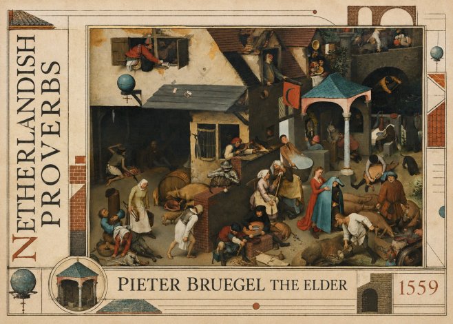 Pieter Bruegel Netherlandish Proverbs VII No5 - Poszter