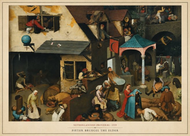 Pieter Bruegel Netherlandish Proverbs VII No6 - Poszter