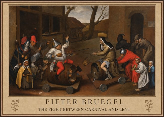 Pieter Bruegel The Fight Between Carnival and Lent IV No1 - Poszter