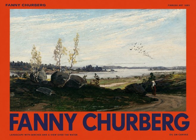 Fanny Churberg Landscape with Birches and a View over the Water No2 - Poszter