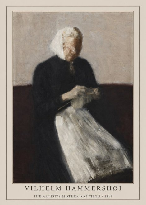 Vilhelm Hammershøi The Artist's Mother Knitting No1 - Poszter